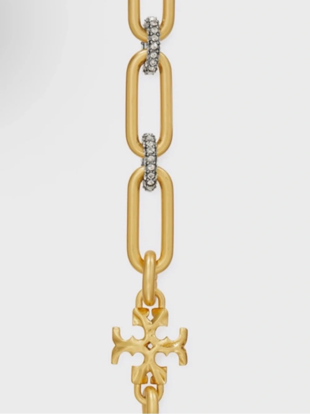 Tory Burch Gold-tone Pave Diamond Kira Link Charm Bracelet NEW $149